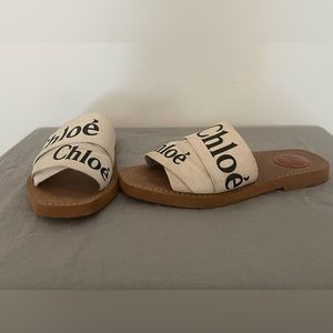 Chloe flat logo ribbon sandals